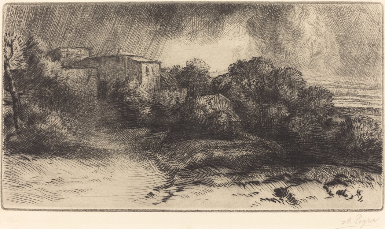 Gård på Brieux in a Storm av Alphonse Legros