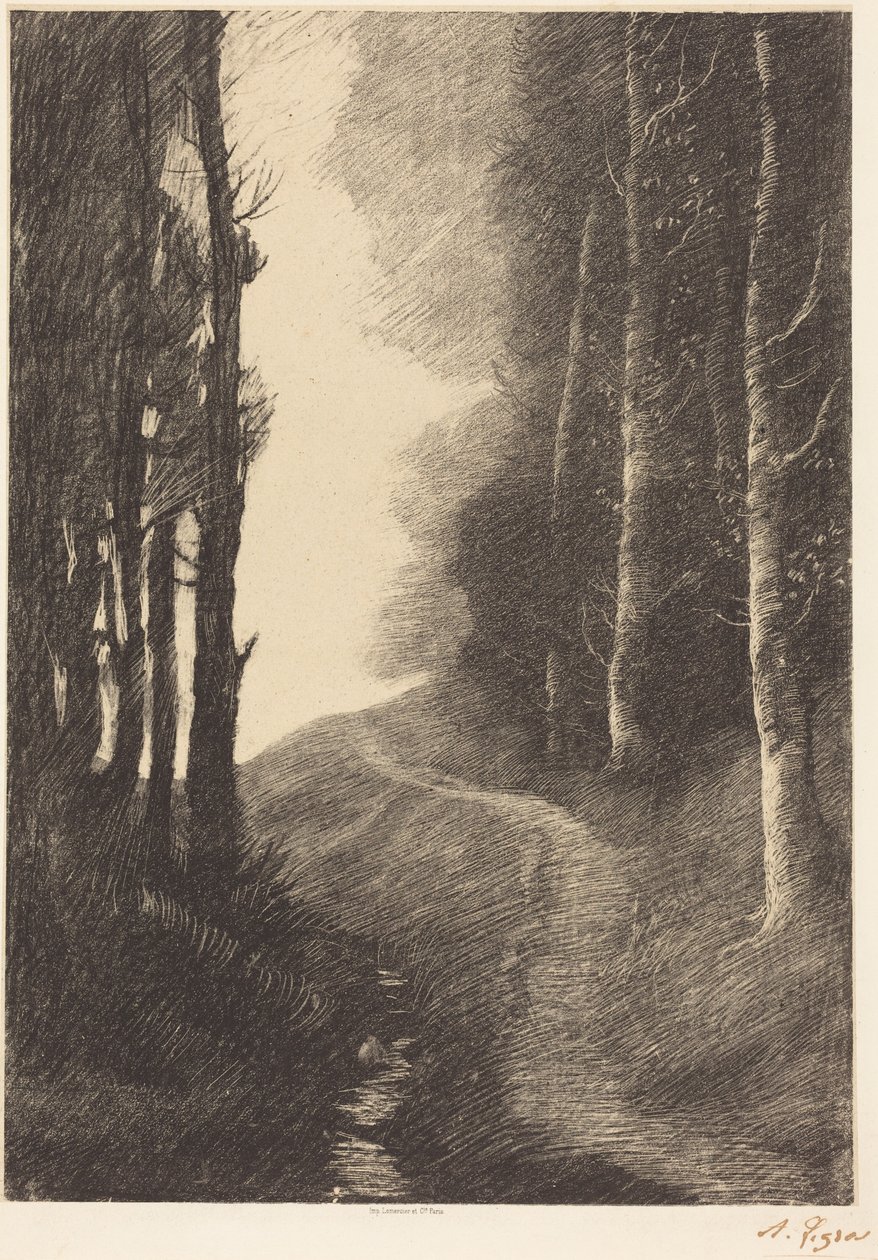 Landskap med bjørketrær av Alphonse Legros
