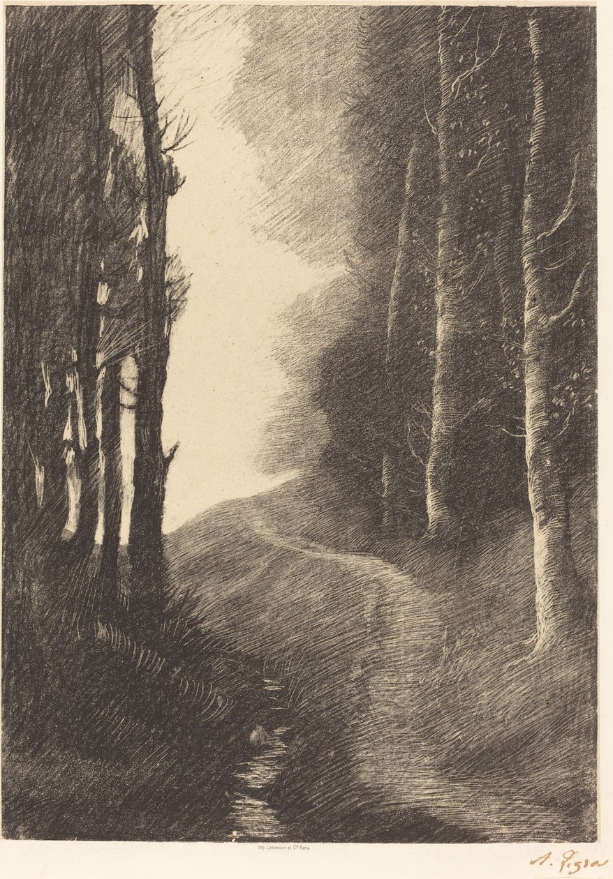 Landskap med bjørketrær av Alphonse Legros