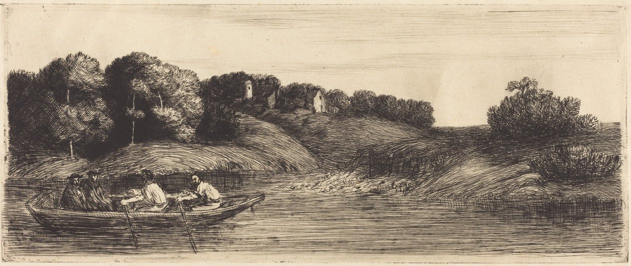 Landskap med båt, 1. plate  (Landskapet med båten) av Alphonse Legros
