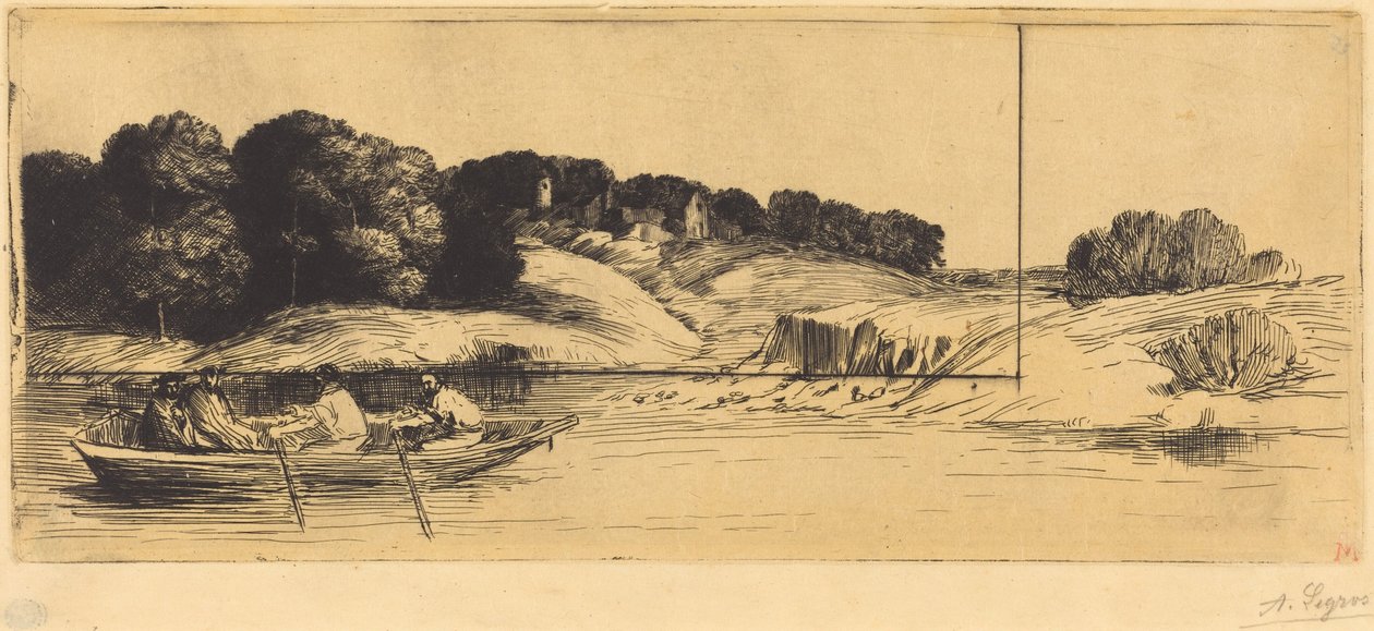 Landskap med båt, 1. plate  (Landskapet med båten) av Alphonse Legros