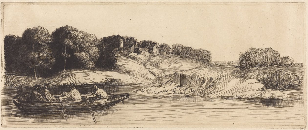 Landskap med båt, 1. plate av Alphonse Legros