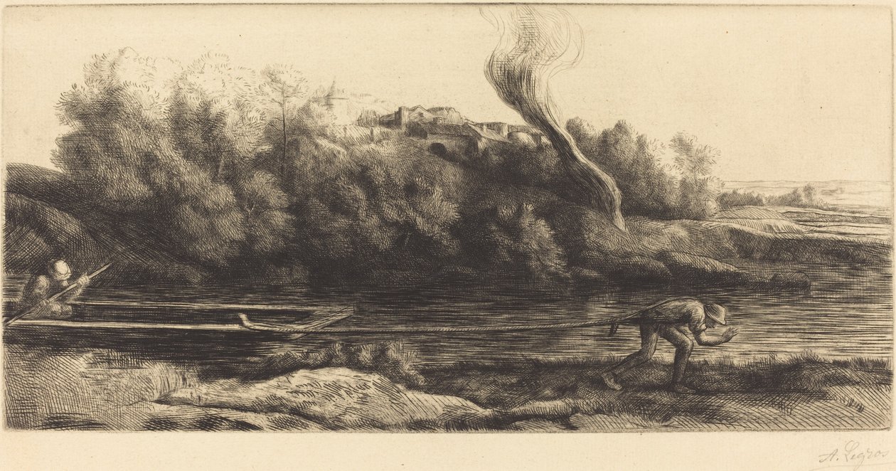 Landskap med båt, 2. plate (Paysage au bateau) av Alphonse Legros