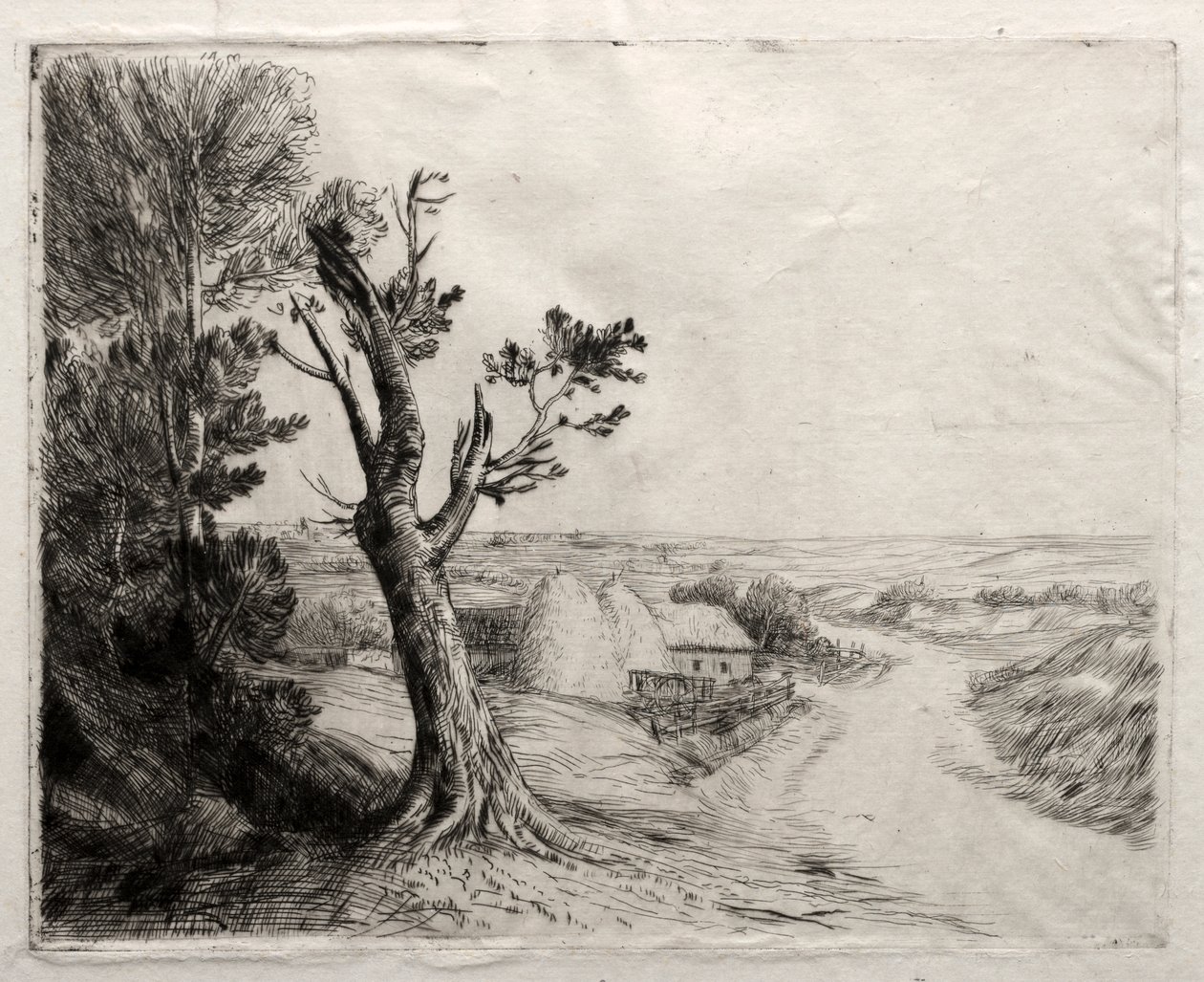 Landskap med stråstakker av Alphonse Legros