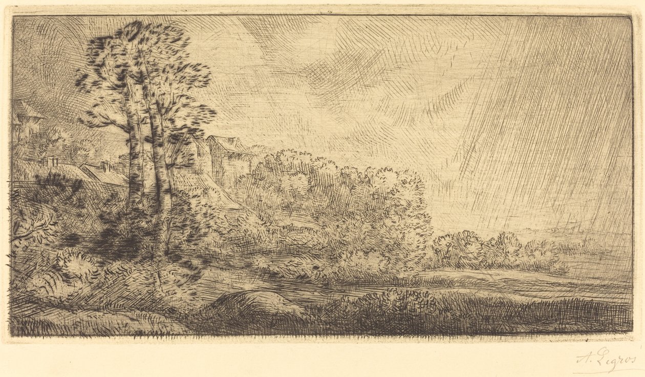Landskap med to trær av Alphonse Legros