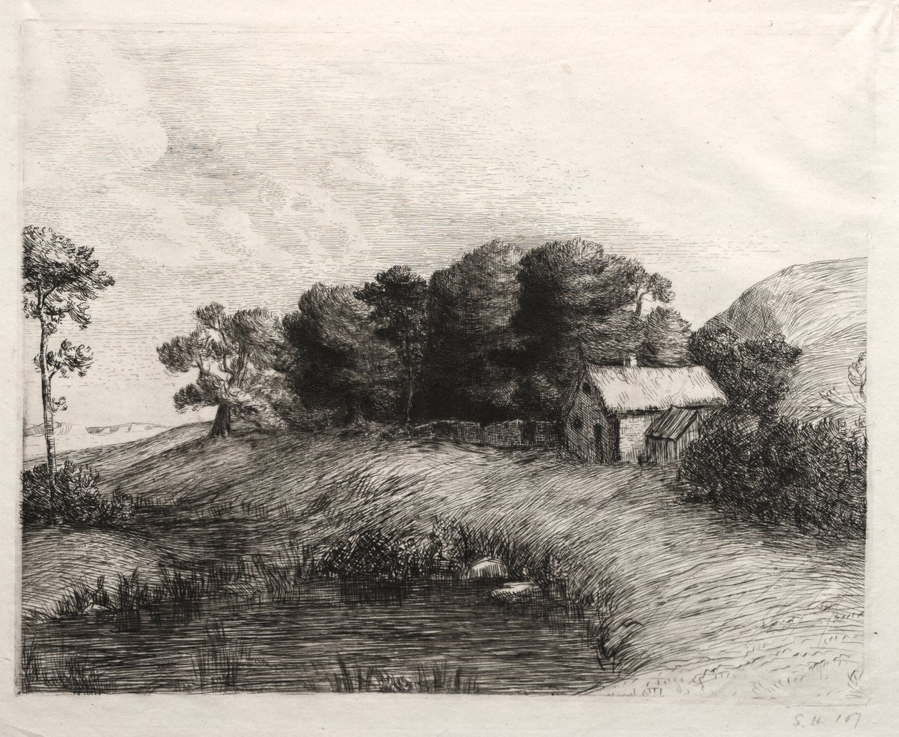 Landskap med en dam av Alphonse Legros