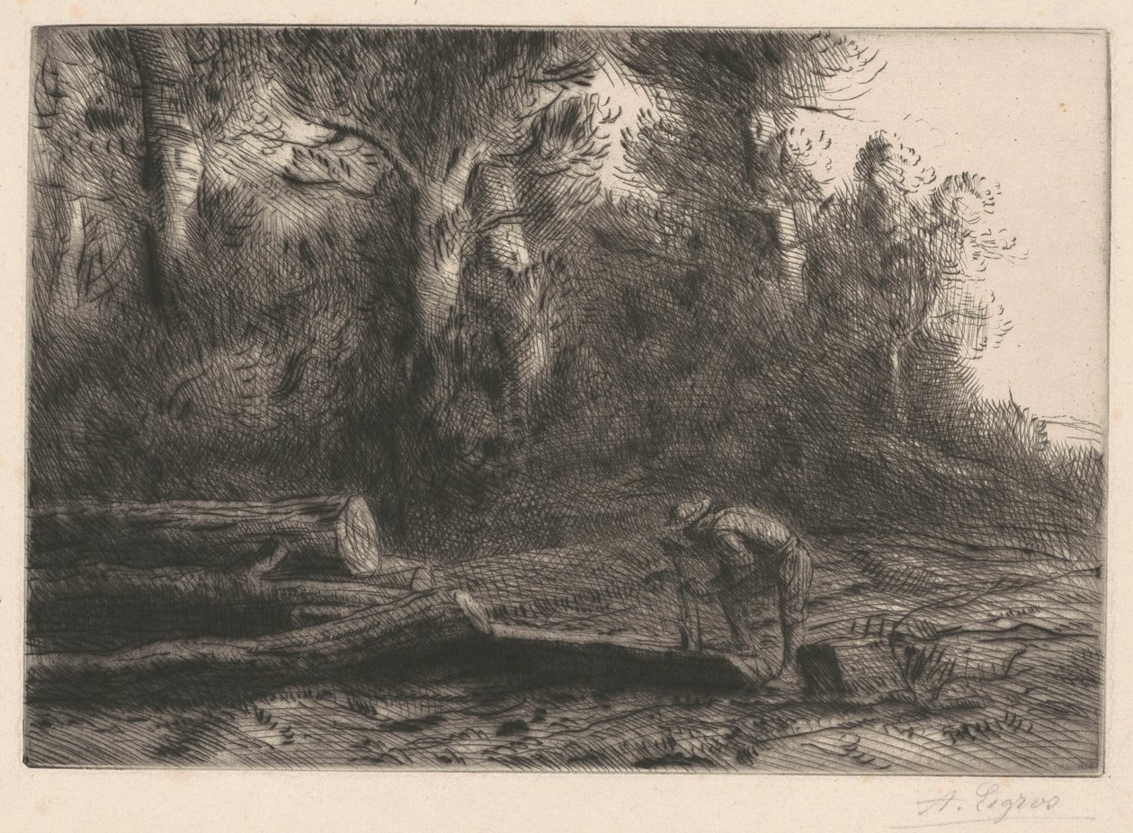 Mann som kløyver tømmerstokker av Alphonse Legros