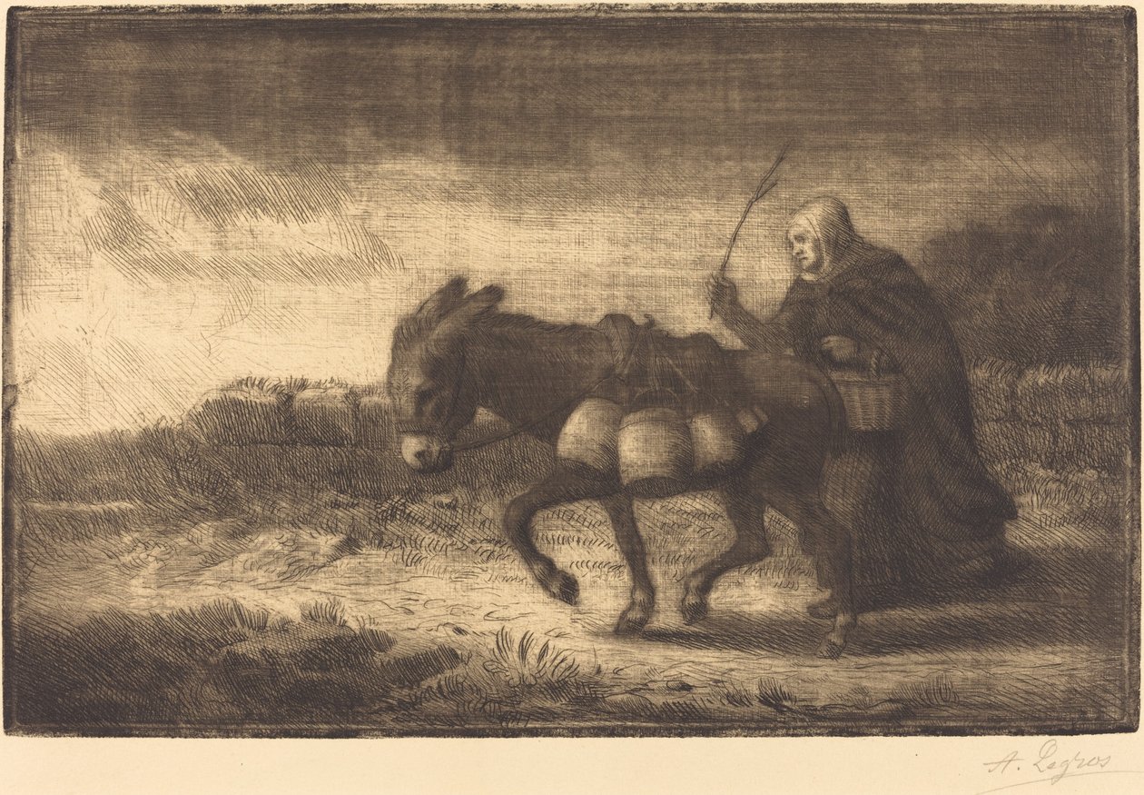 Milkmaid of Boulogne, 1. tallerken (Laitiere a Boulogne) av Alphonse Legros
