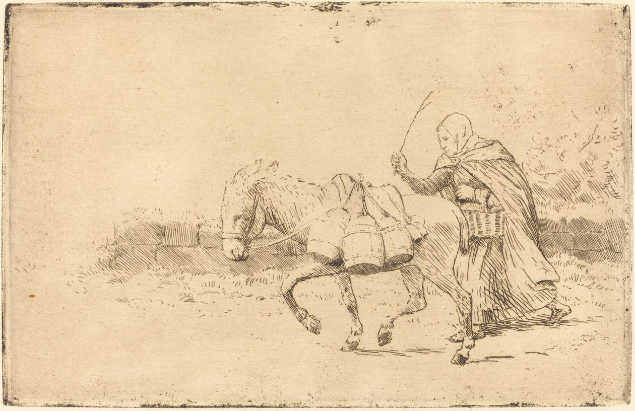 Milkmaid of Boulogne, 1. plate Laitiere a Boulogne. av Alphonse Legros
