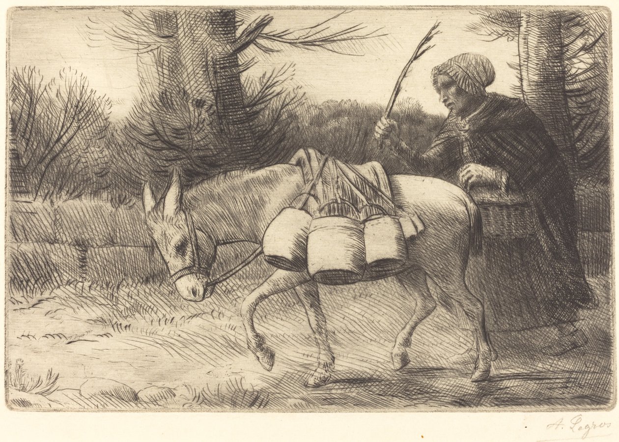 Milkmaid of Boulogne, tredje tallerken (Laitiere a Boulogne) av Alphonse Legros
