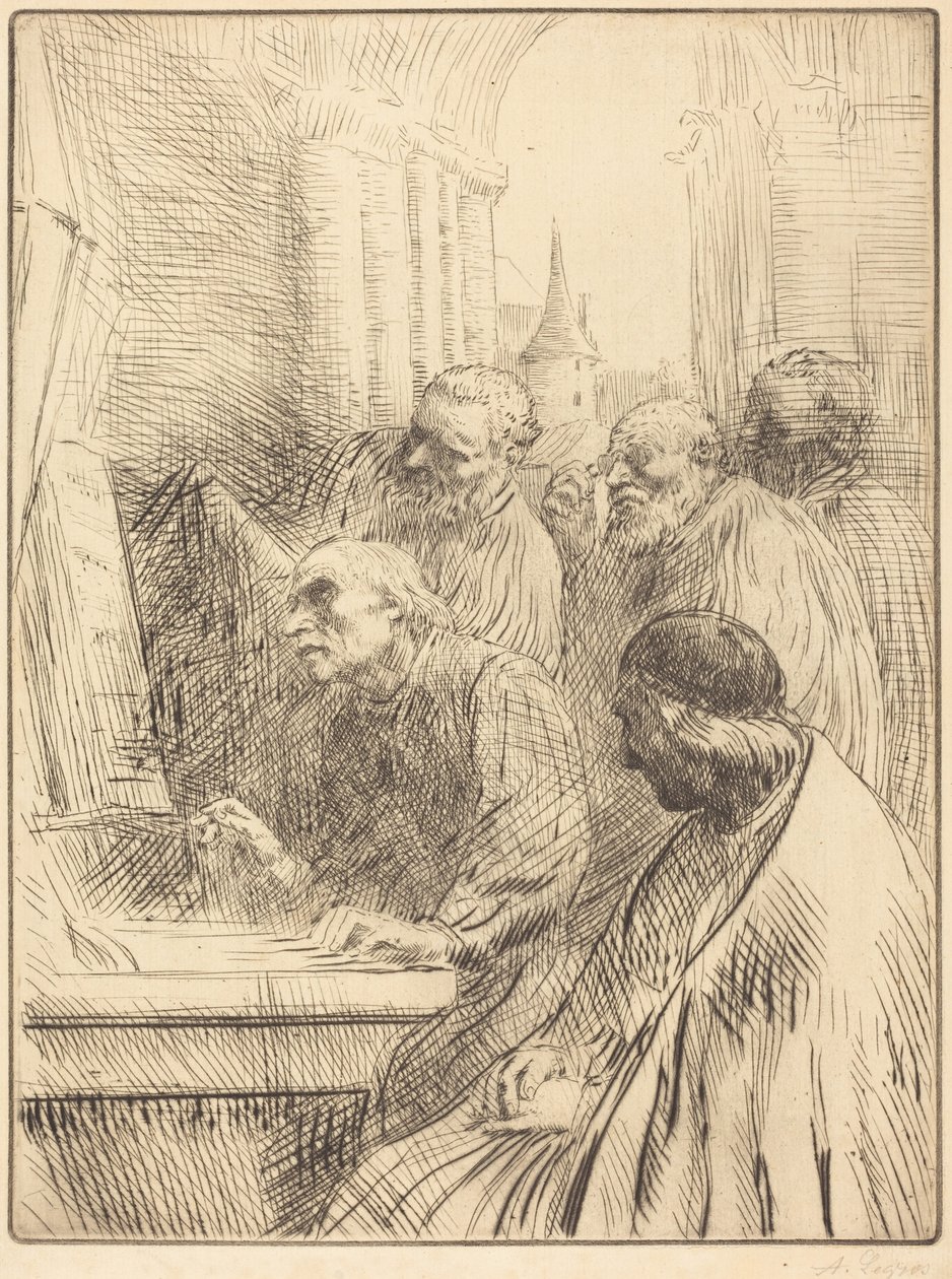 Monks at Church (Munkene i kirken) av Alphonse Legros