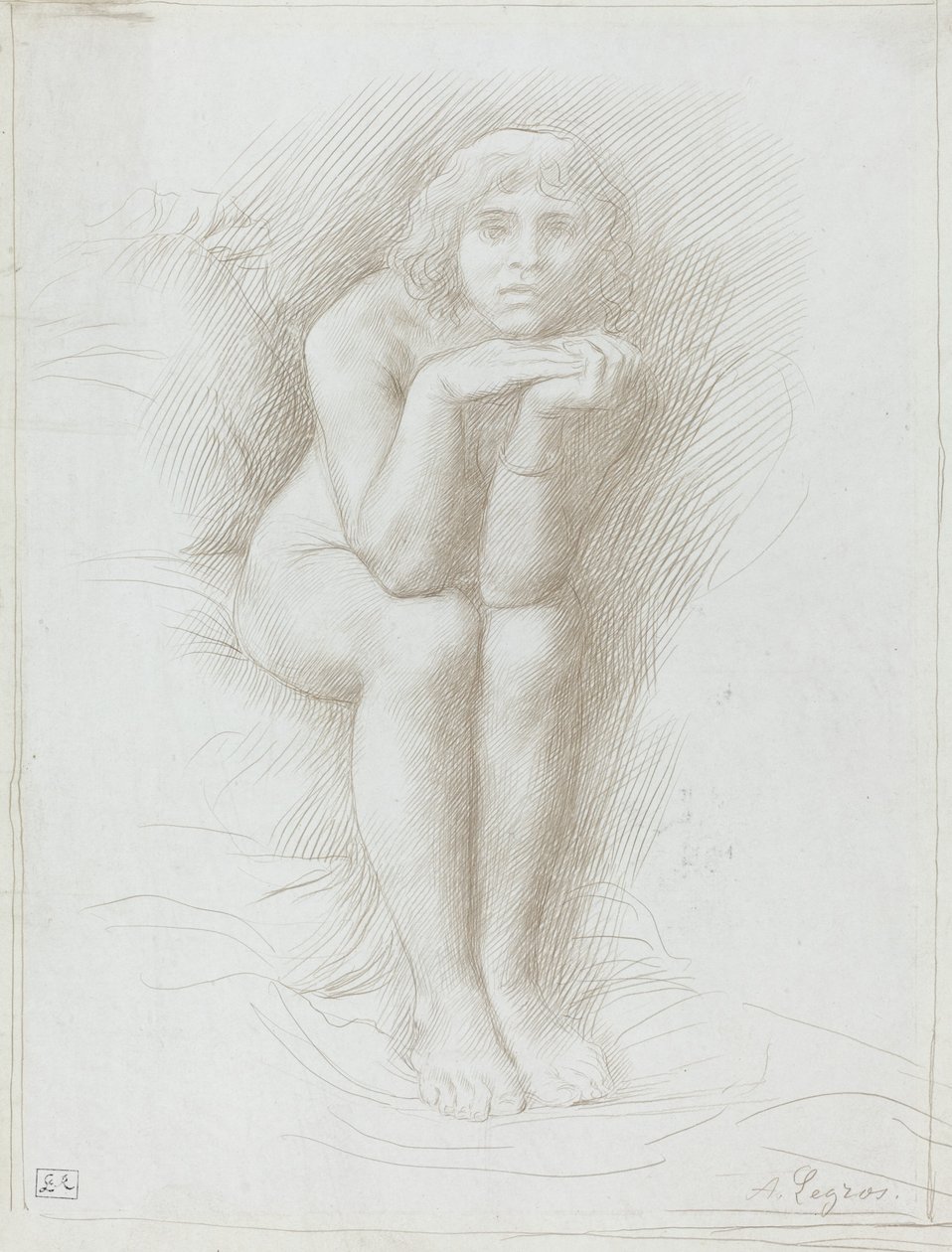 Sittende nakenmodell av Alphonse Legros