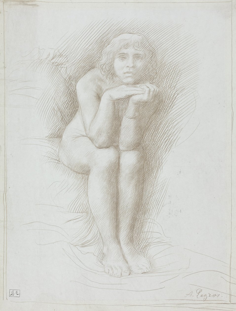 Sittende nakenmodell av Alphonse Legros