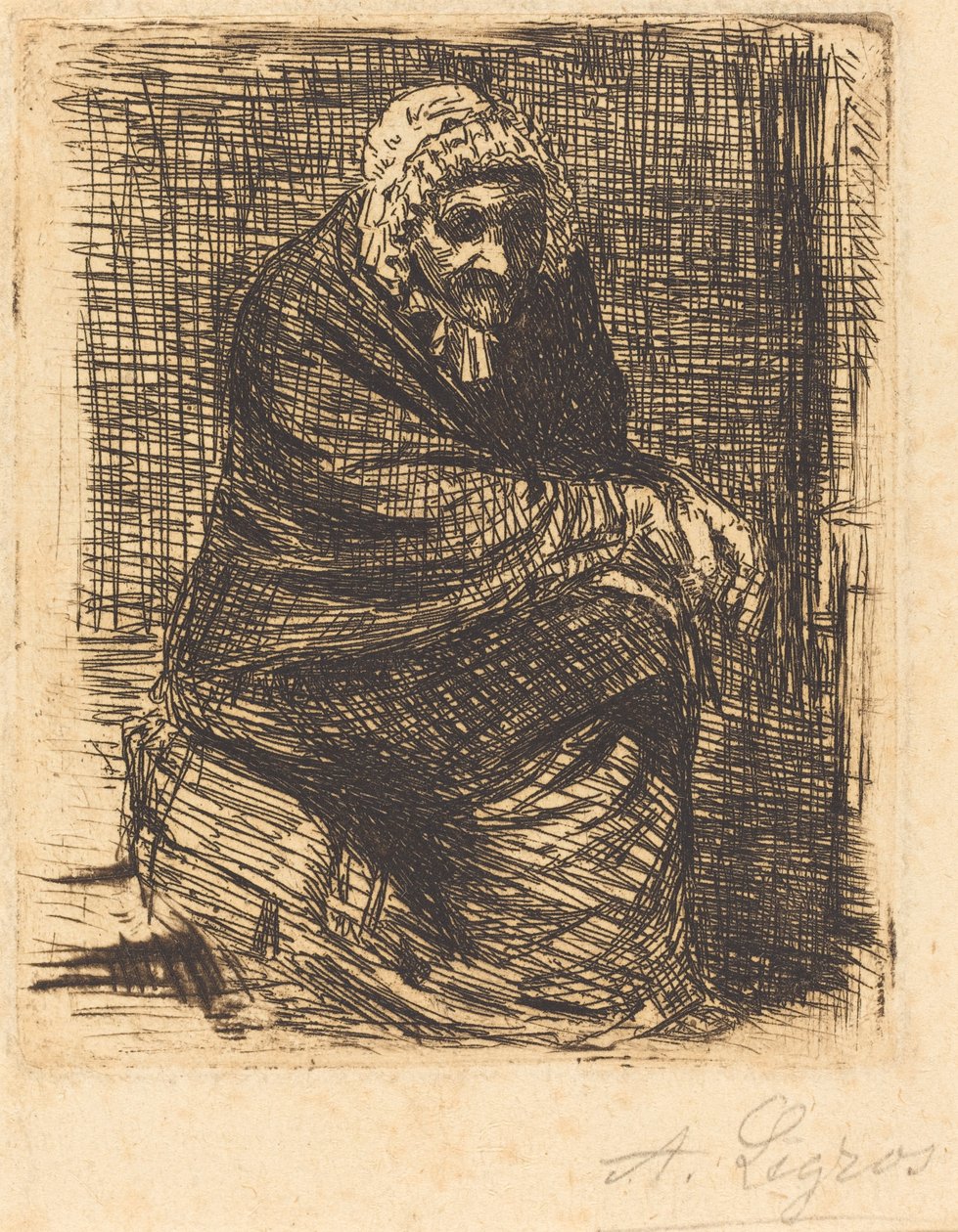 Gammel kvinne sitter av Alphonse Legros