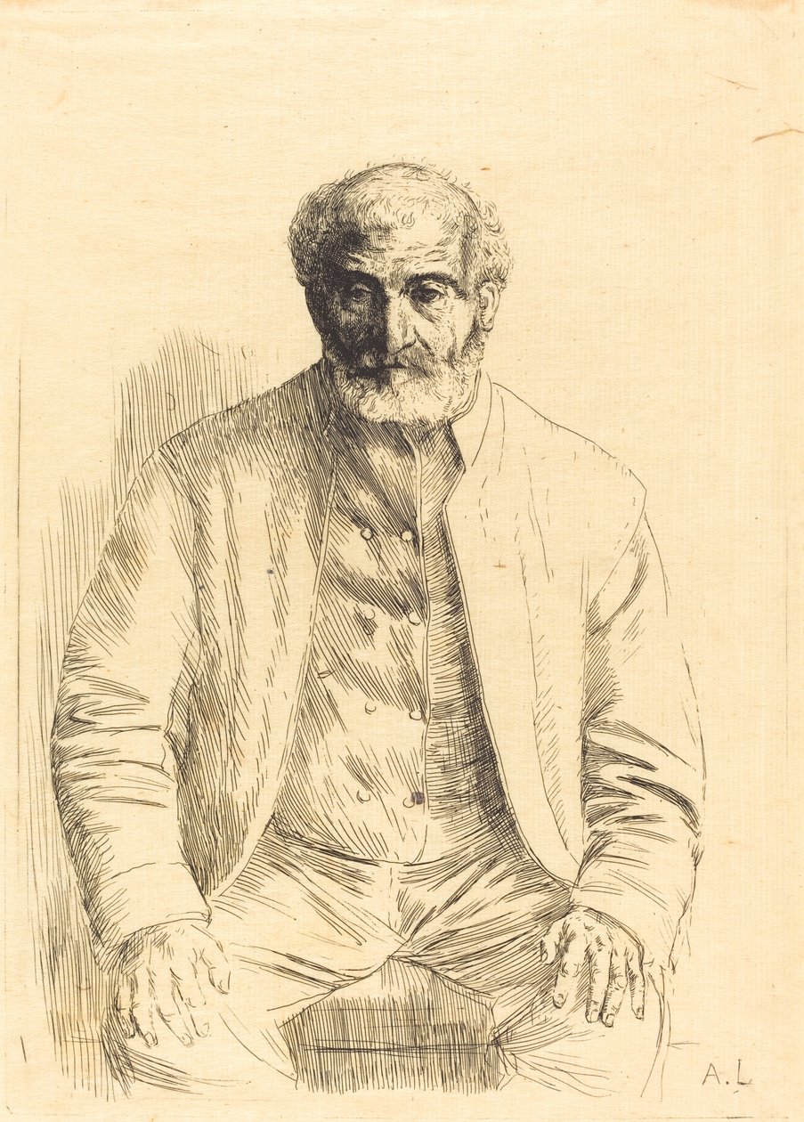 Gammel mann sittende (Vieillard assis) av Alphonse Legros