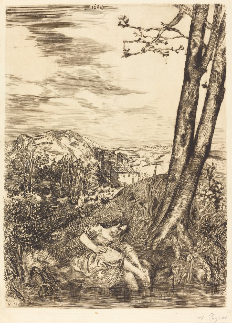 Bonde vasker føttene Bonde vasker føttene, 1860. av Alphonse Legros