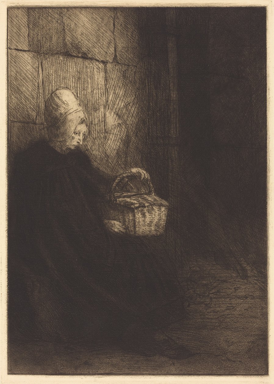 Bondekvinne fra Boulogne (Bondekvinne fra omegnen av Boulogne, kjent som «Kvinnen med kurven») av Alphonse Legros