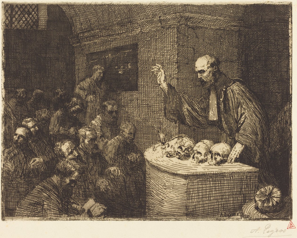 Kurs i frenologi, 2. plate (Le cours de phrenologie) av Alphonse Legros