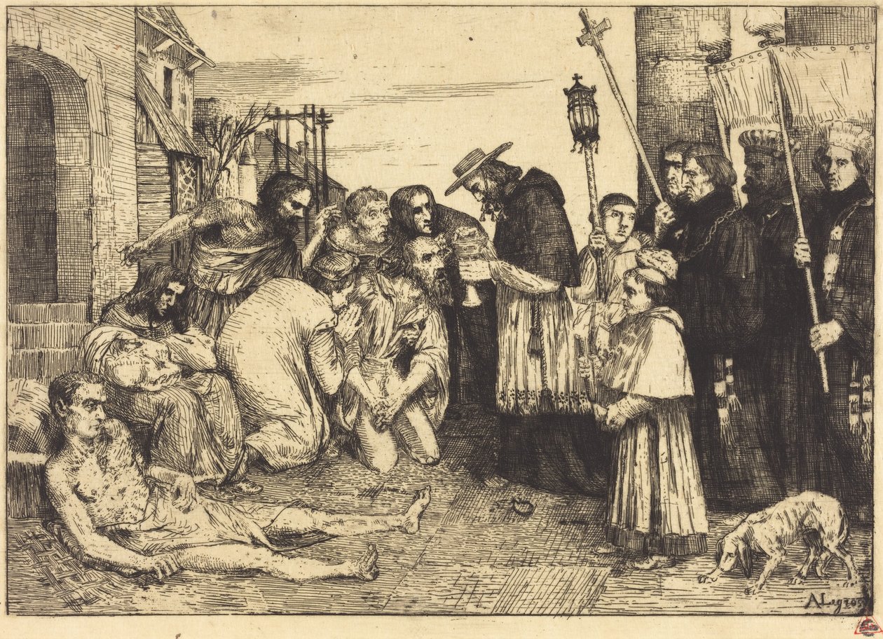 Pestofre i Roma (Les pestiferes de Rome) av Alphonse Legros