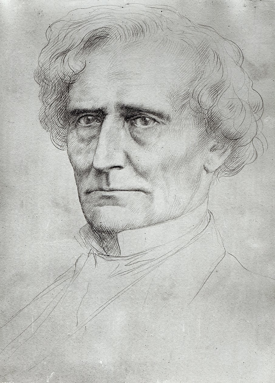 Portrett av Hector Berlioz (1803-69) (penn og blekk på papir) av Alphonse Legros