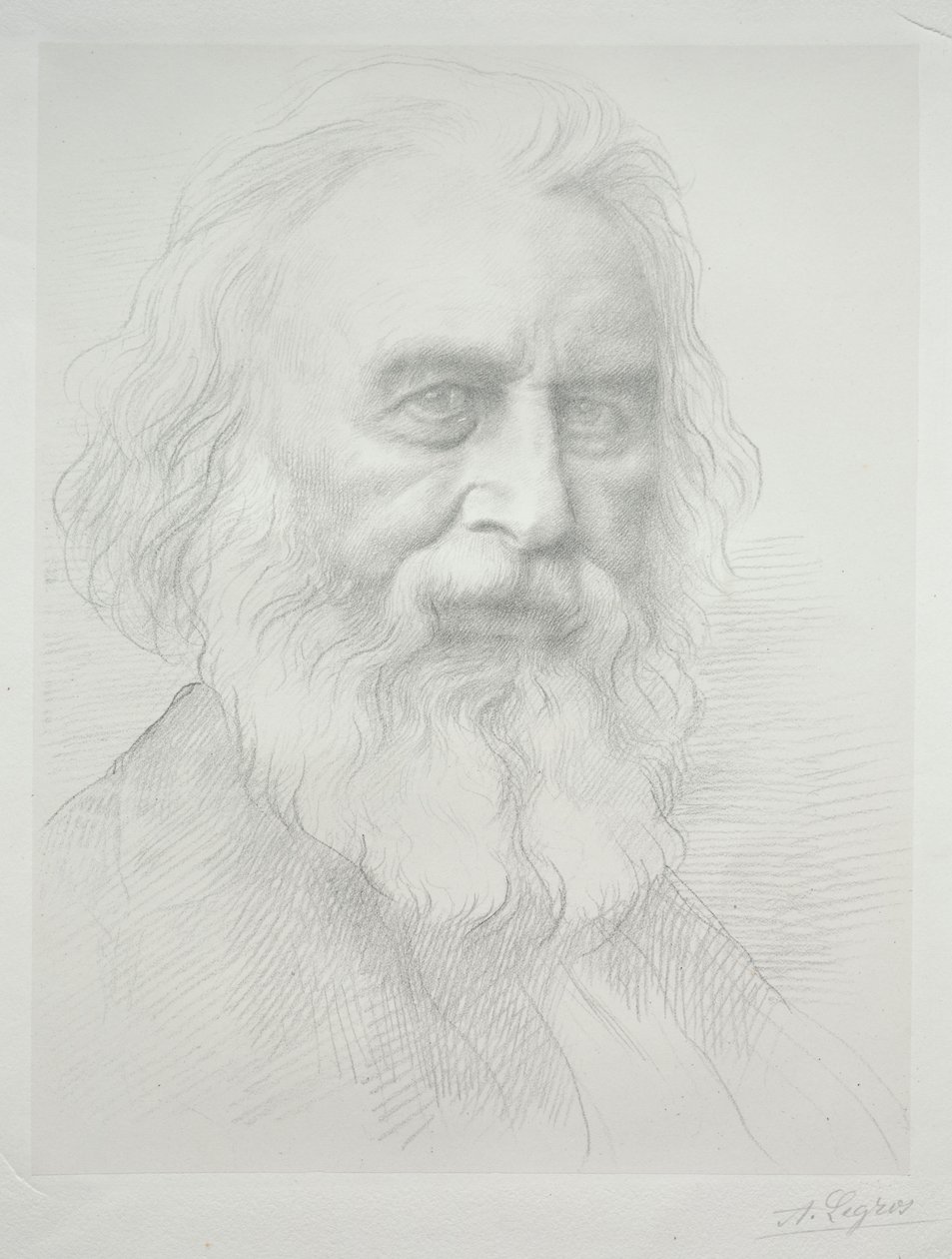 Portrett av Henry Wadsworth Longfellow 2nd plate. av Alphonse Legros