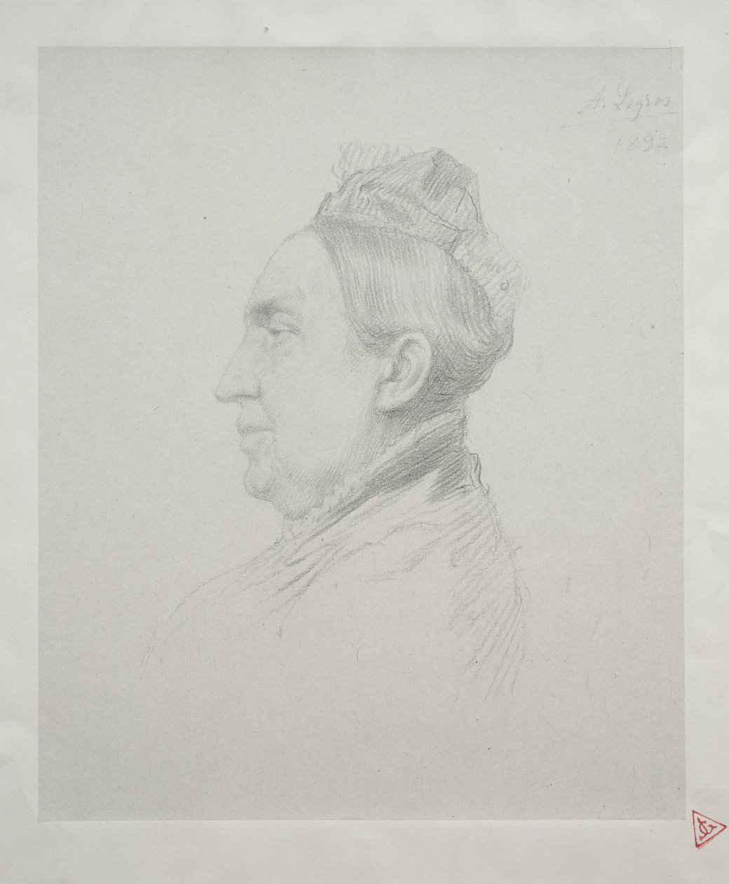 Portrett av Madame Kemp i profil (andre plate) av Alphonse Legros