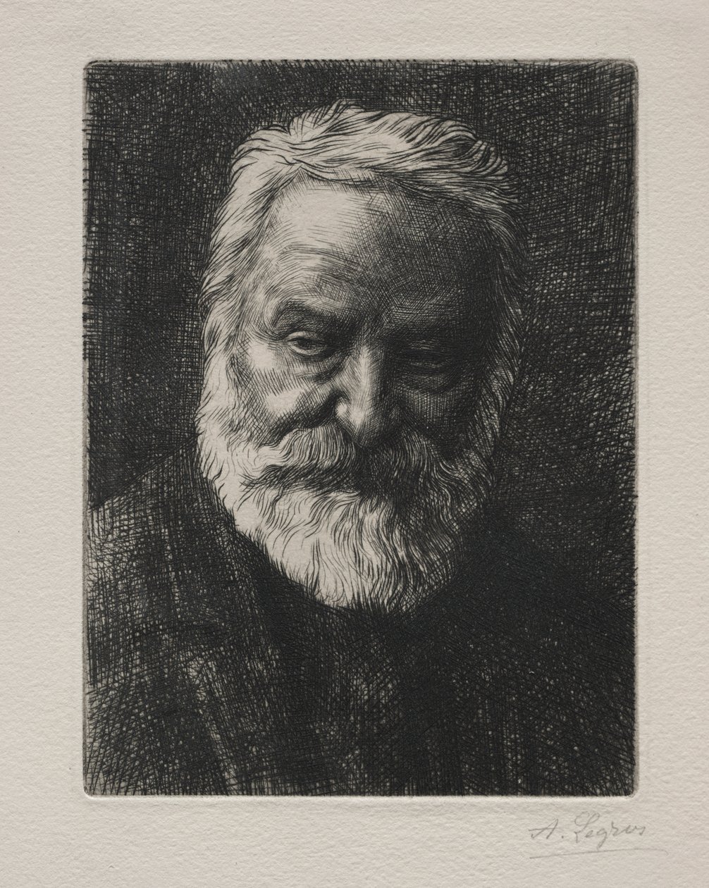 Portrett av Victor Hugo (andre plate) av Alphonse Legros