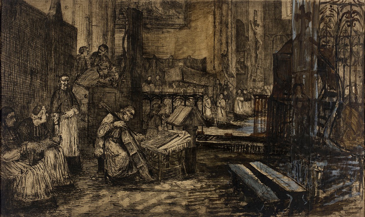 Prosesjon i en spansk kirke av Alphonse Legros