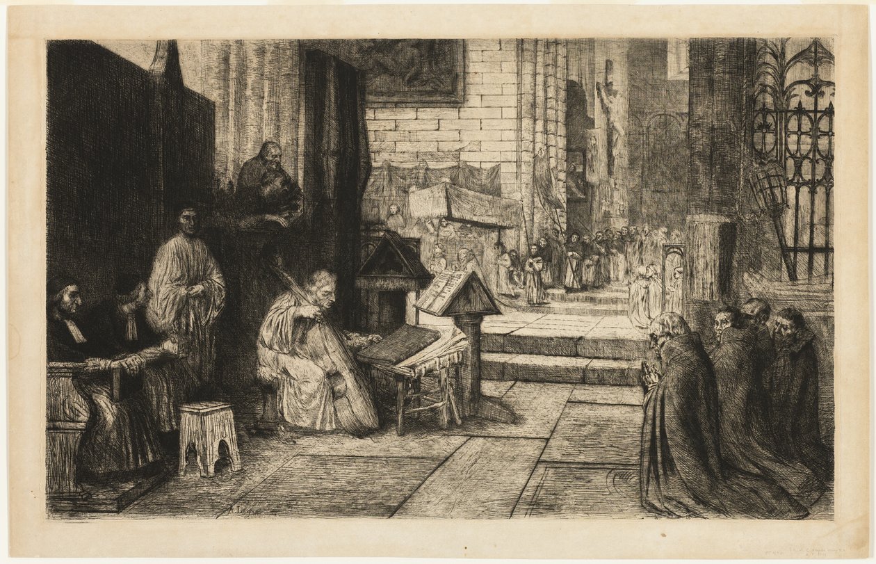 Prosesjon i en spansk kirke av Alphonse Legros