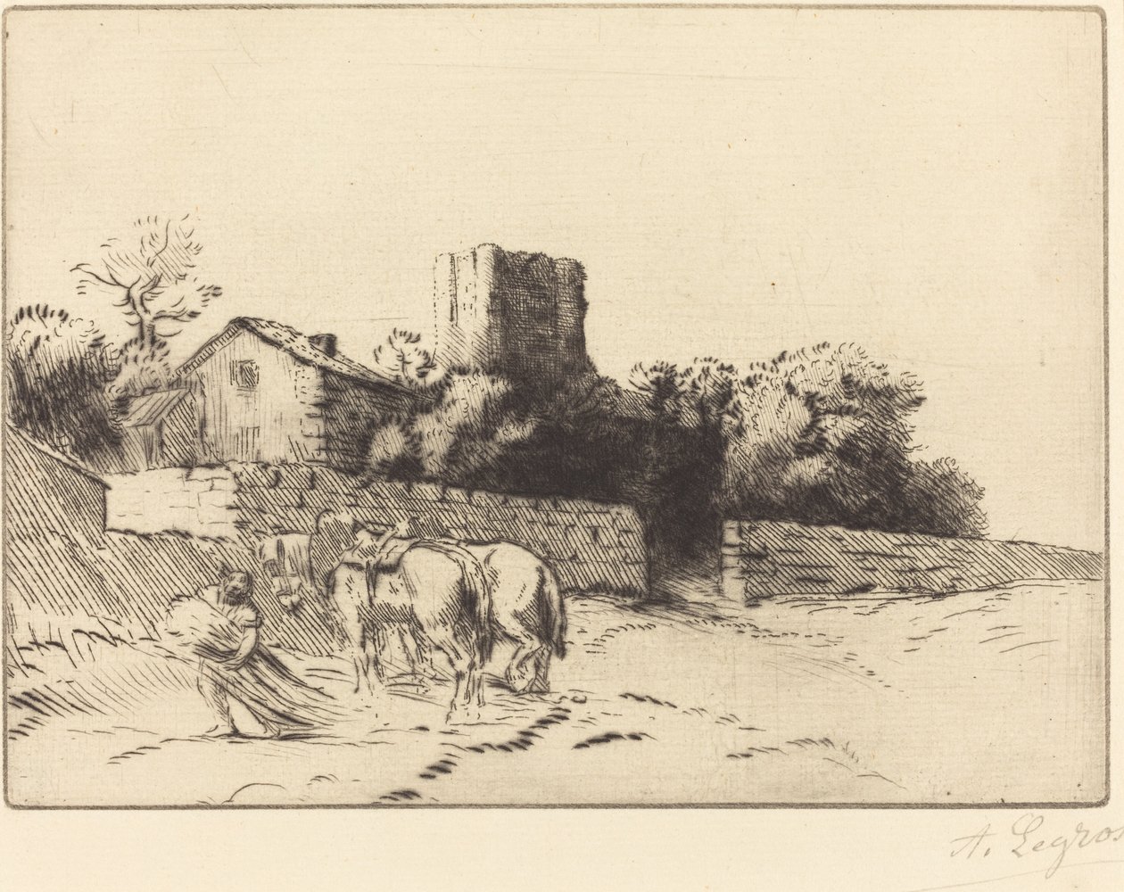 Prestegårdsmur Le mur du presbytere. av Alphonse Legros