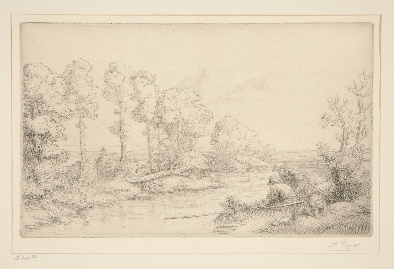 Hvile ved elvebredden av Alphonse Legros