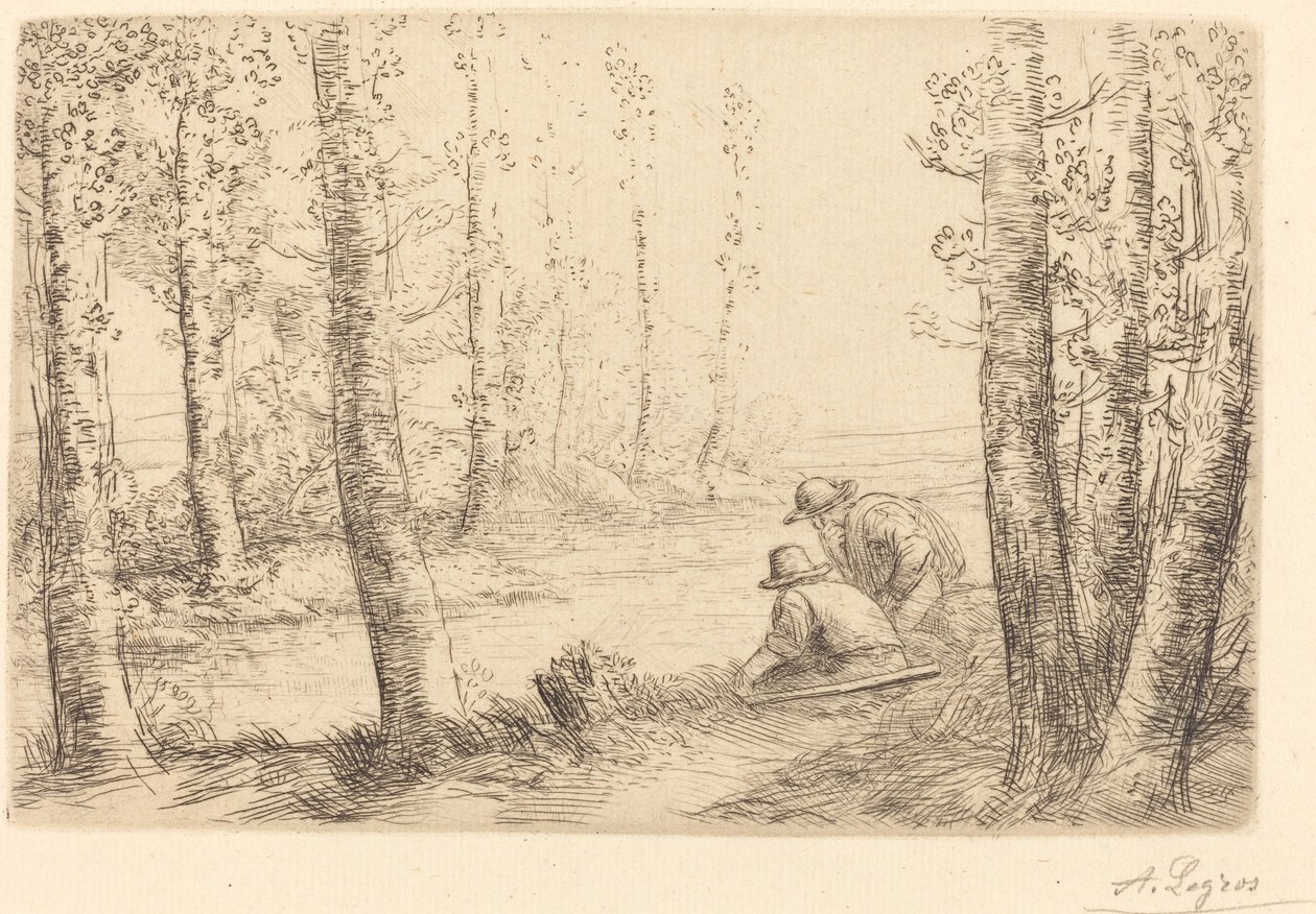 Hvil langs bredden av elven (Repos au bord de la riviere) av Alphonse Legros