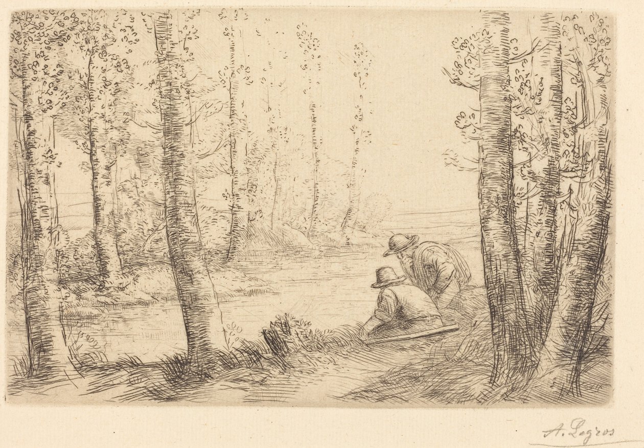 Hvile ved elvebredden (Repos au bord de la rivière) av Alphonse Legros