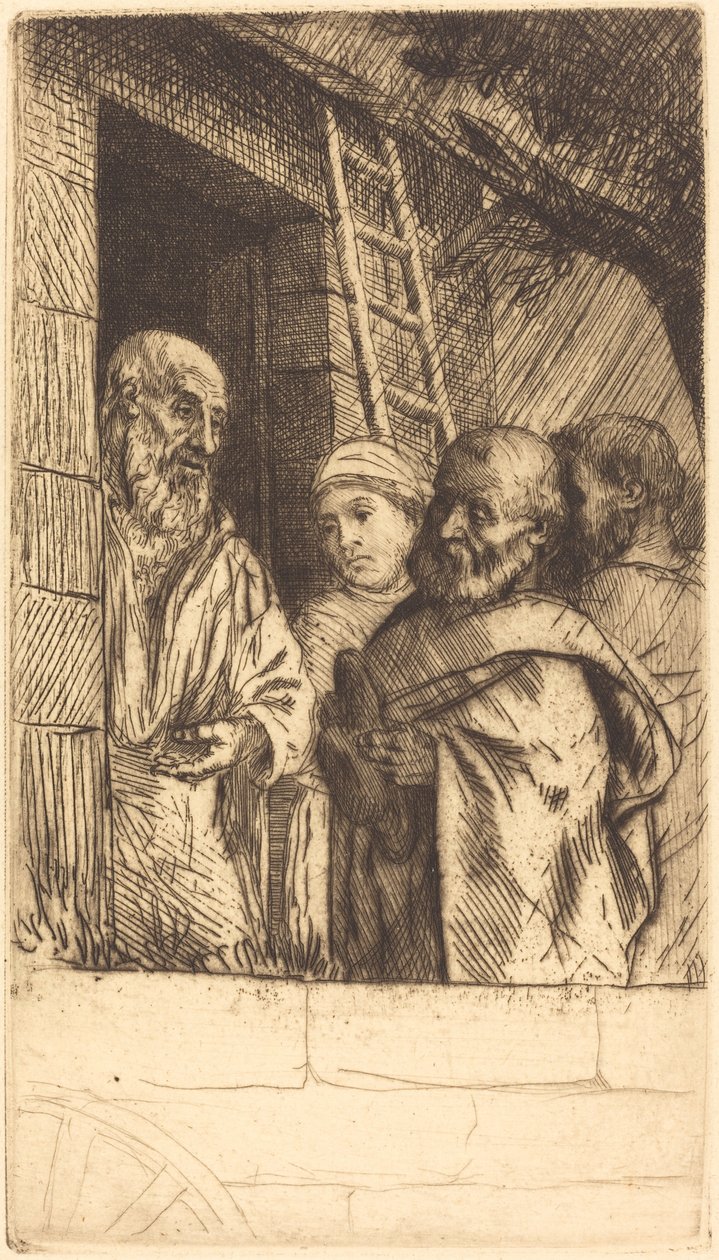 Saint Peter og Saint Paul ved døren til Bonhomme Misere av Alphonse Legros