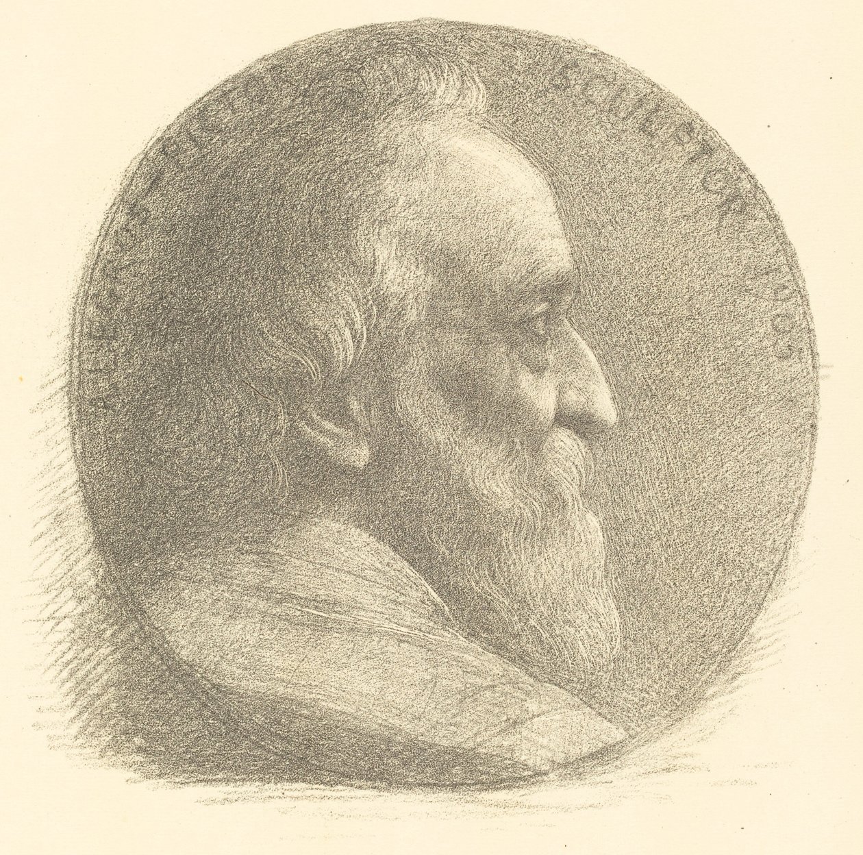 Selvportrett, Medaljong, nr.1, 9. plate av Alphonse Legros
