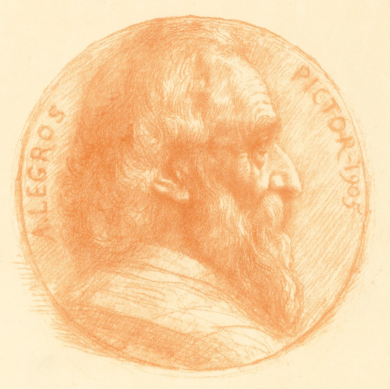 Selvportrett, Medaljong, nr.2, 11. plate av Alphonse Legros