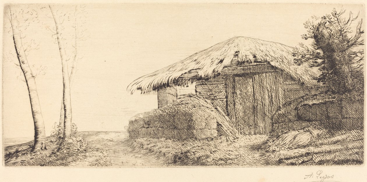 Shepherd's Hut på en Hillside Sheepfold i åssiden. av Alphonse Legros