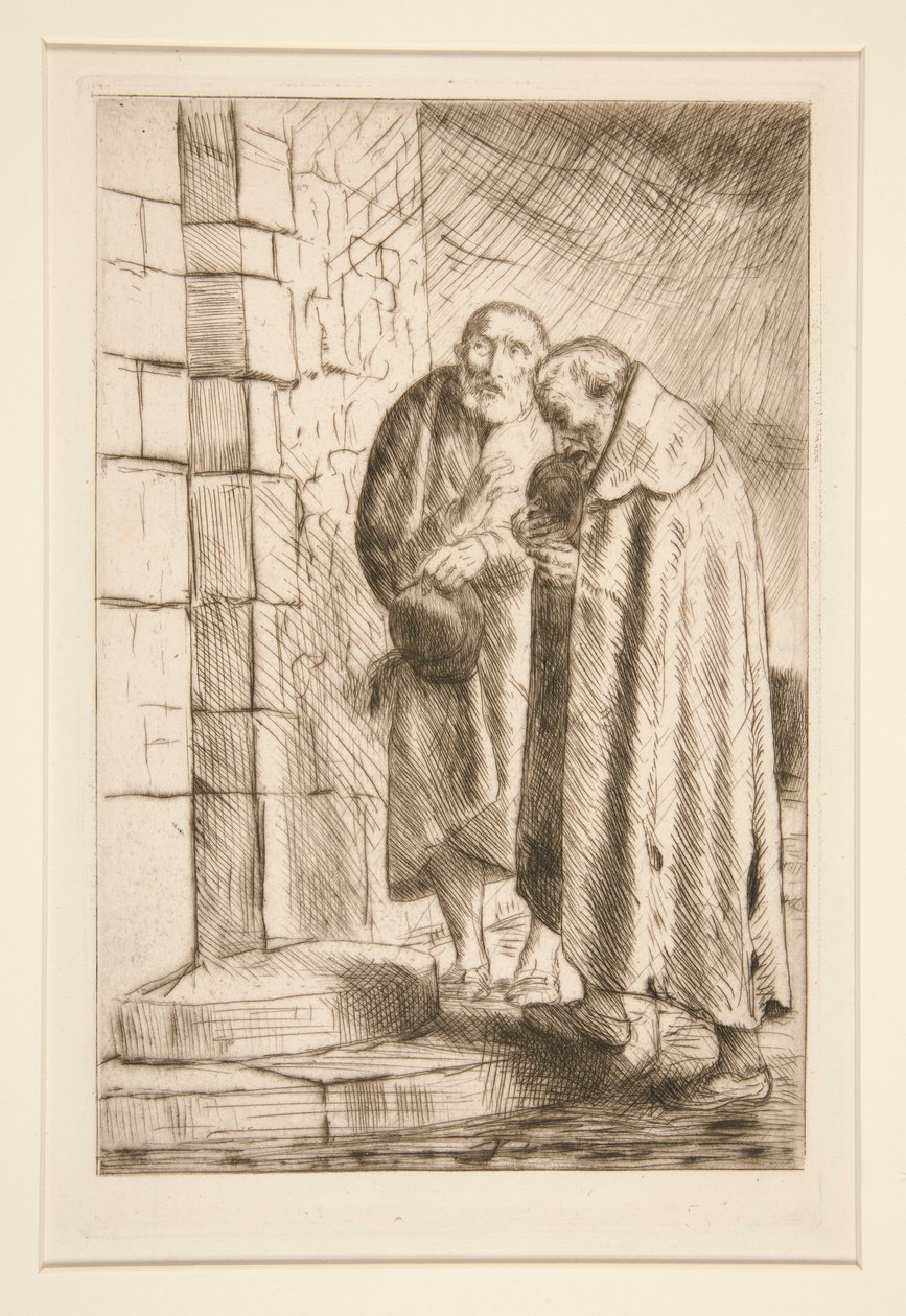 St. Peter og St. Paul a la porte de M. Richard, fra Histoire du Bonhomme Misere (St. Peter og St. Paul hos Mr. Richard av Alphonse Legros