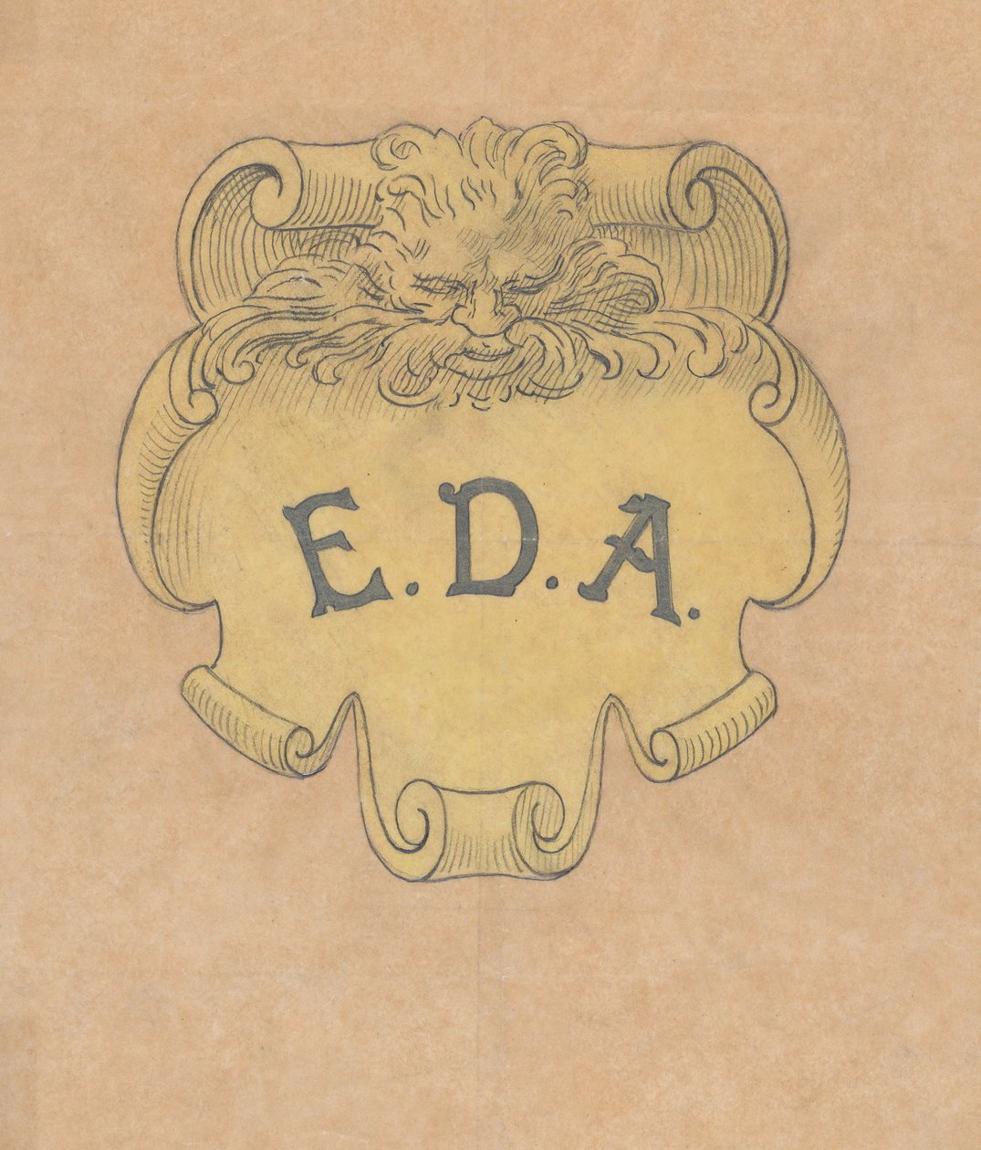 Studer etter et navneskilt i bronse for Edward D. Adams, ca. 1892. av Alphonse Legros