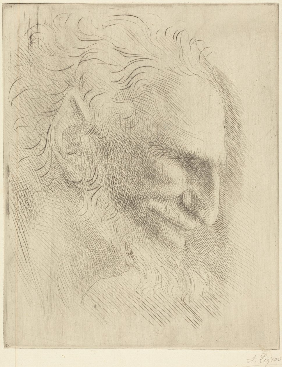 Studie av en manns hode av Alphonse Legros