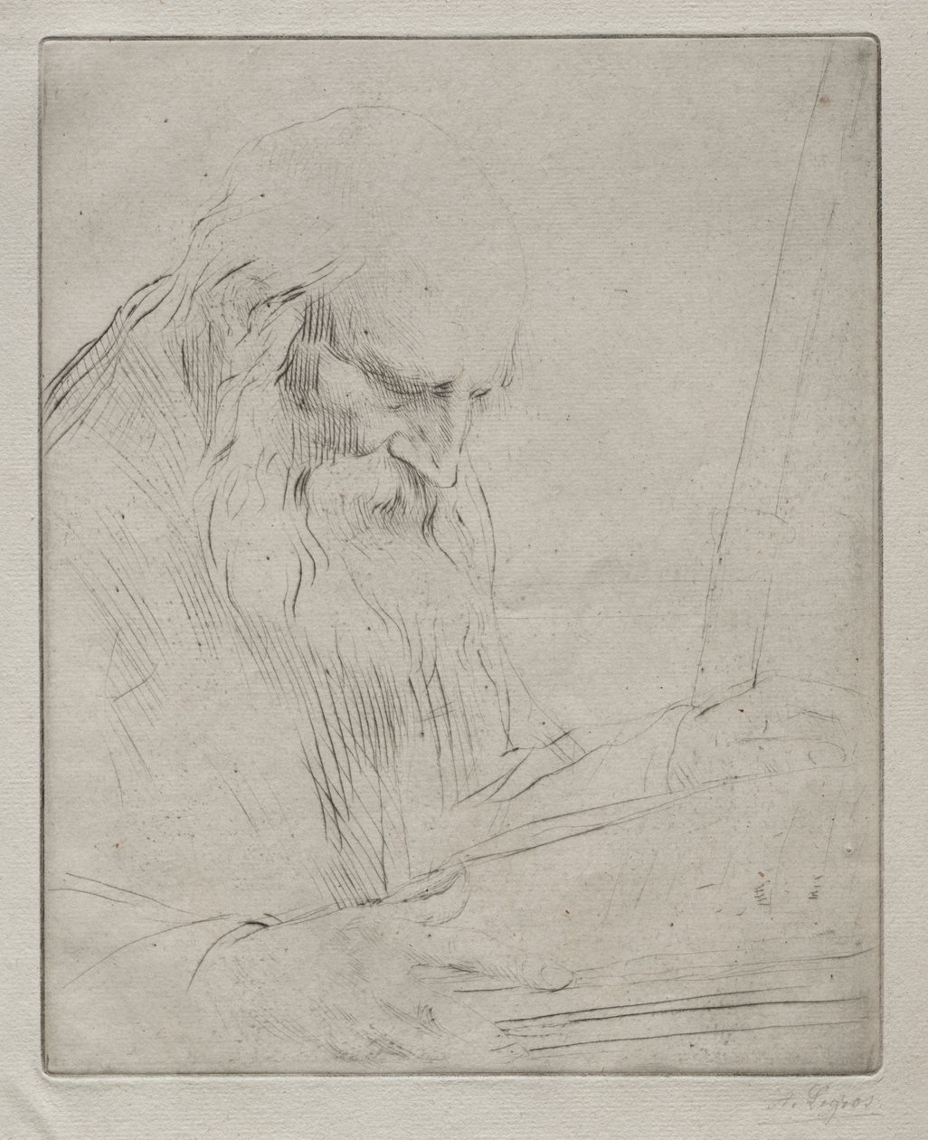 Studie av en mann som leser av Alphonse Legros