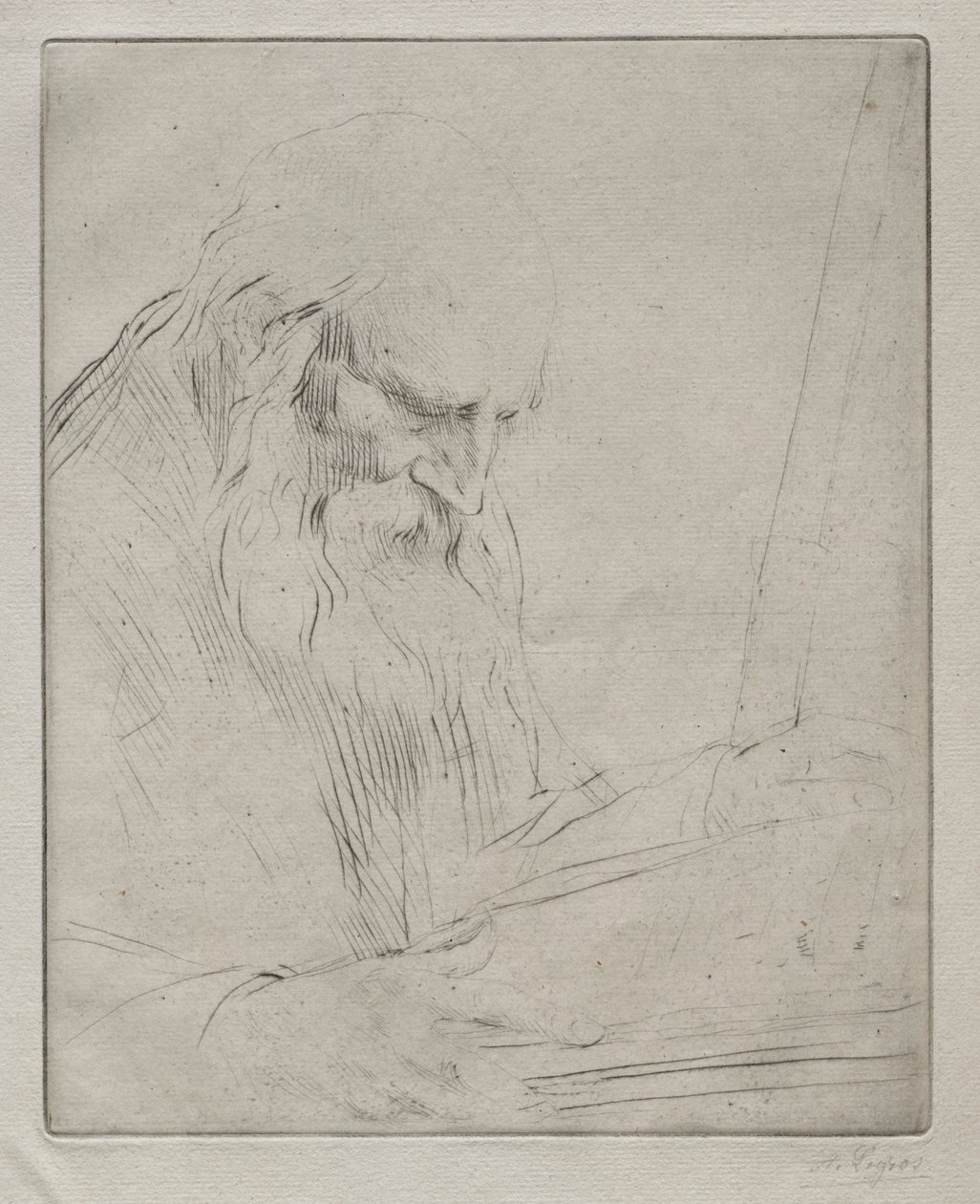 Studie av en mann som leser. av Alphonse Legros