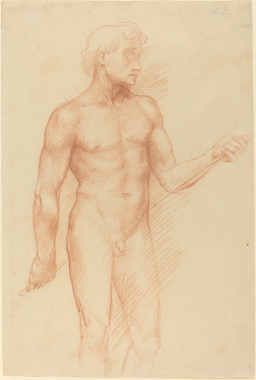 Studie av en mannsfigur, holdestang bak ryggen av Alphonse Legros