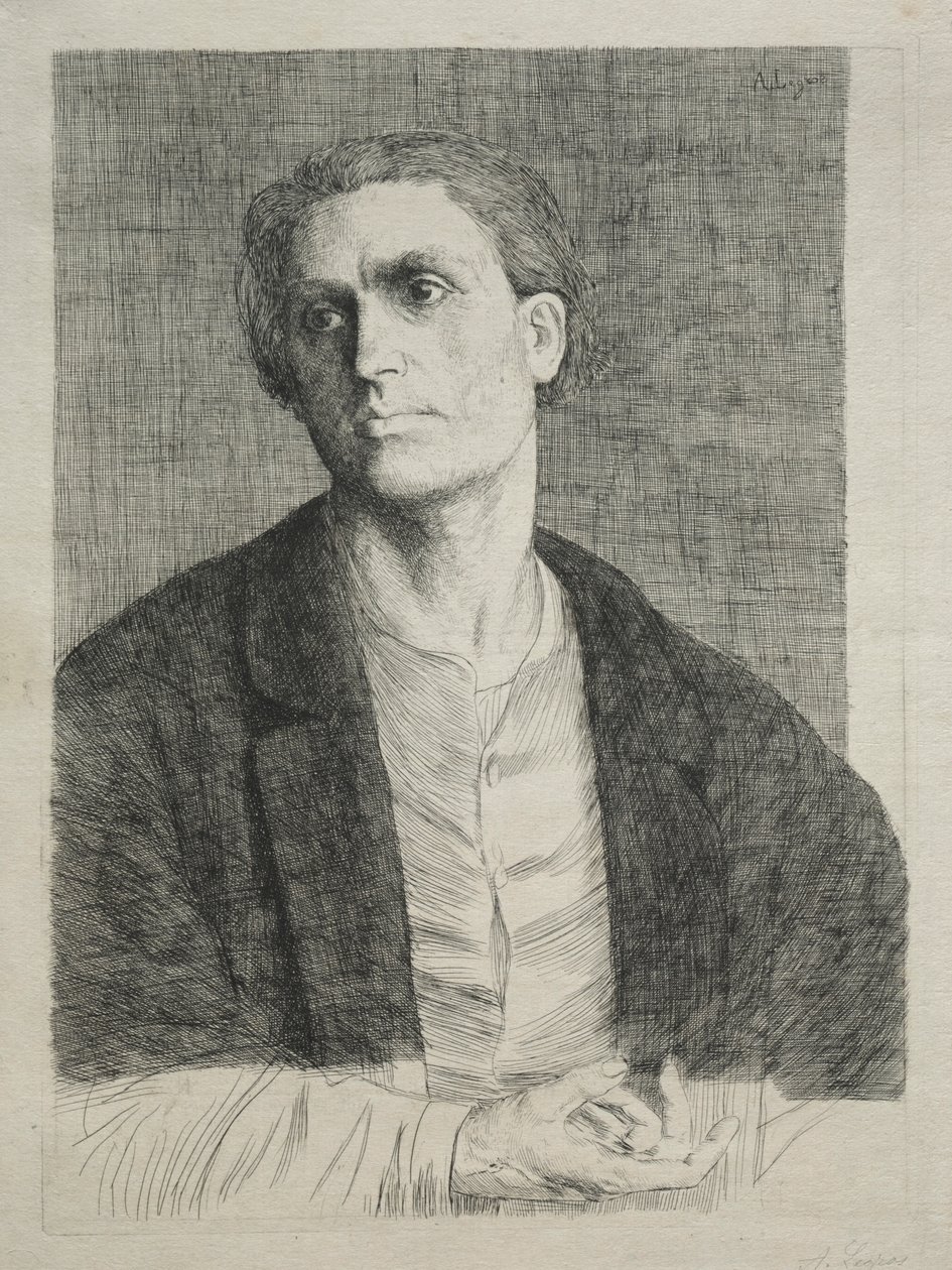 Studie av et mannshode. av Alphonse Legros