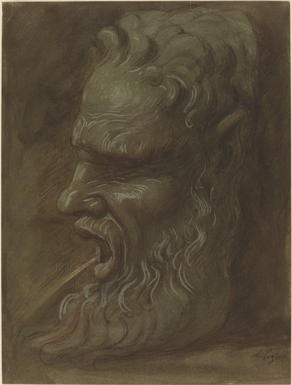 Studie av en maske av Alphonse Legros