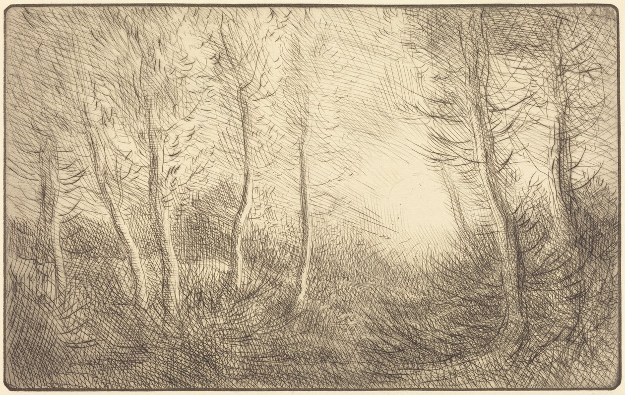 Soloppgang, skogene ved Clamard av Alphonse Legros