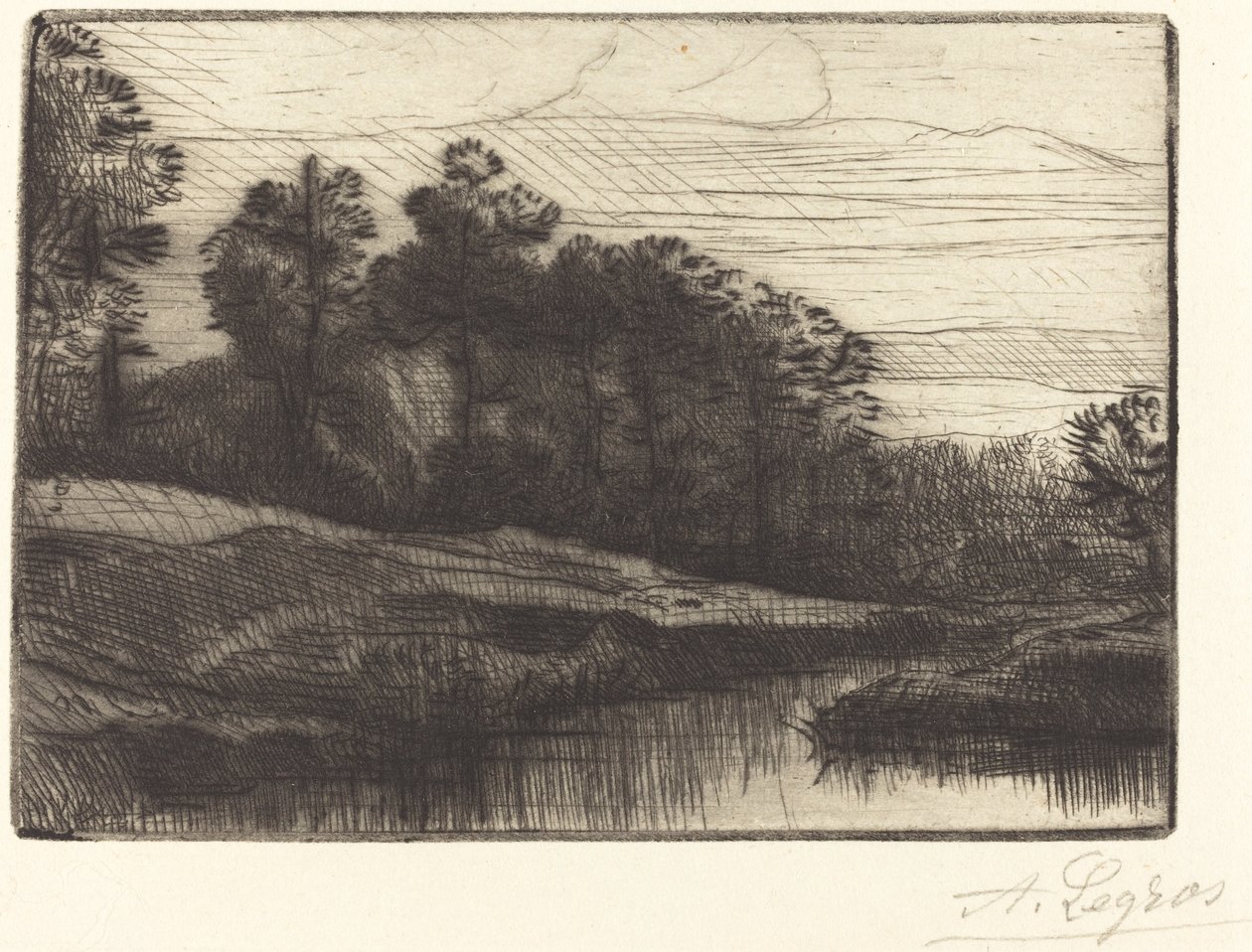 Solnedgang (kveld (solnedgang)) av Alphonse Legros