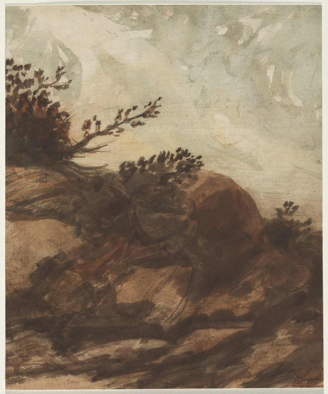 Sunset Over the Hill, siste halvdel av 1800-tallet. av Alphonse Legros