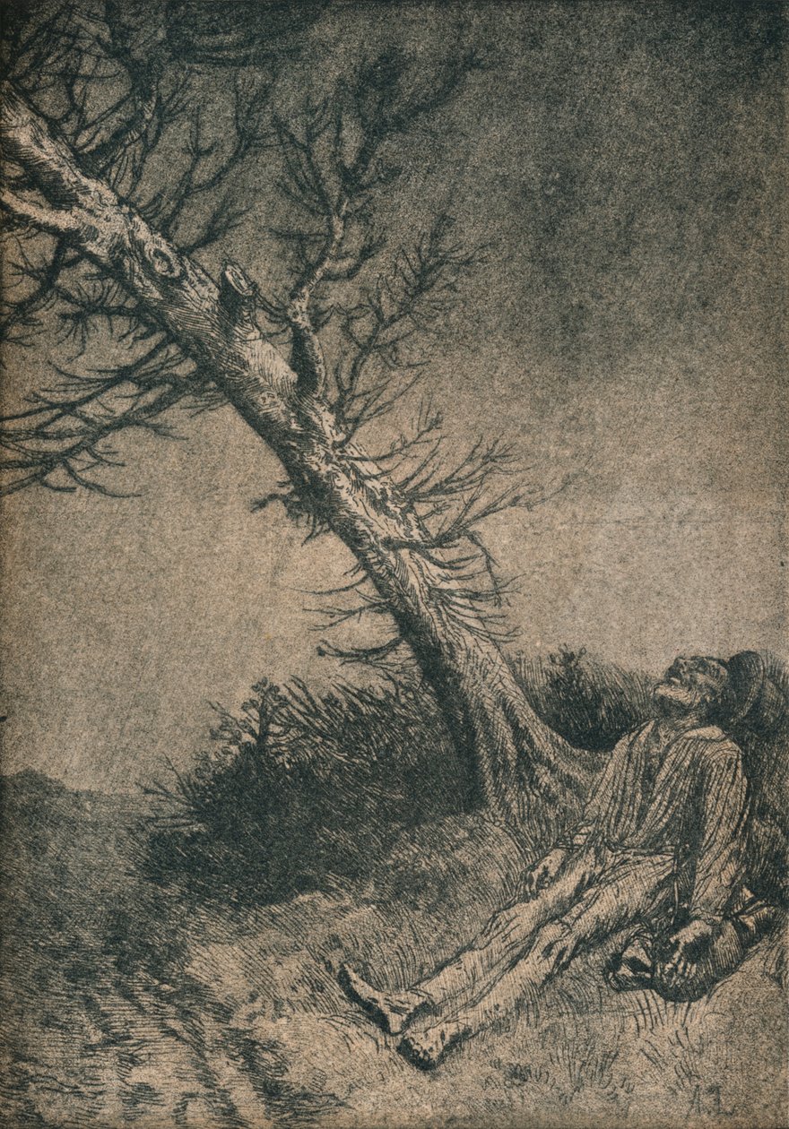 The Dying Vagabond, 1875 av Alphonse Legros