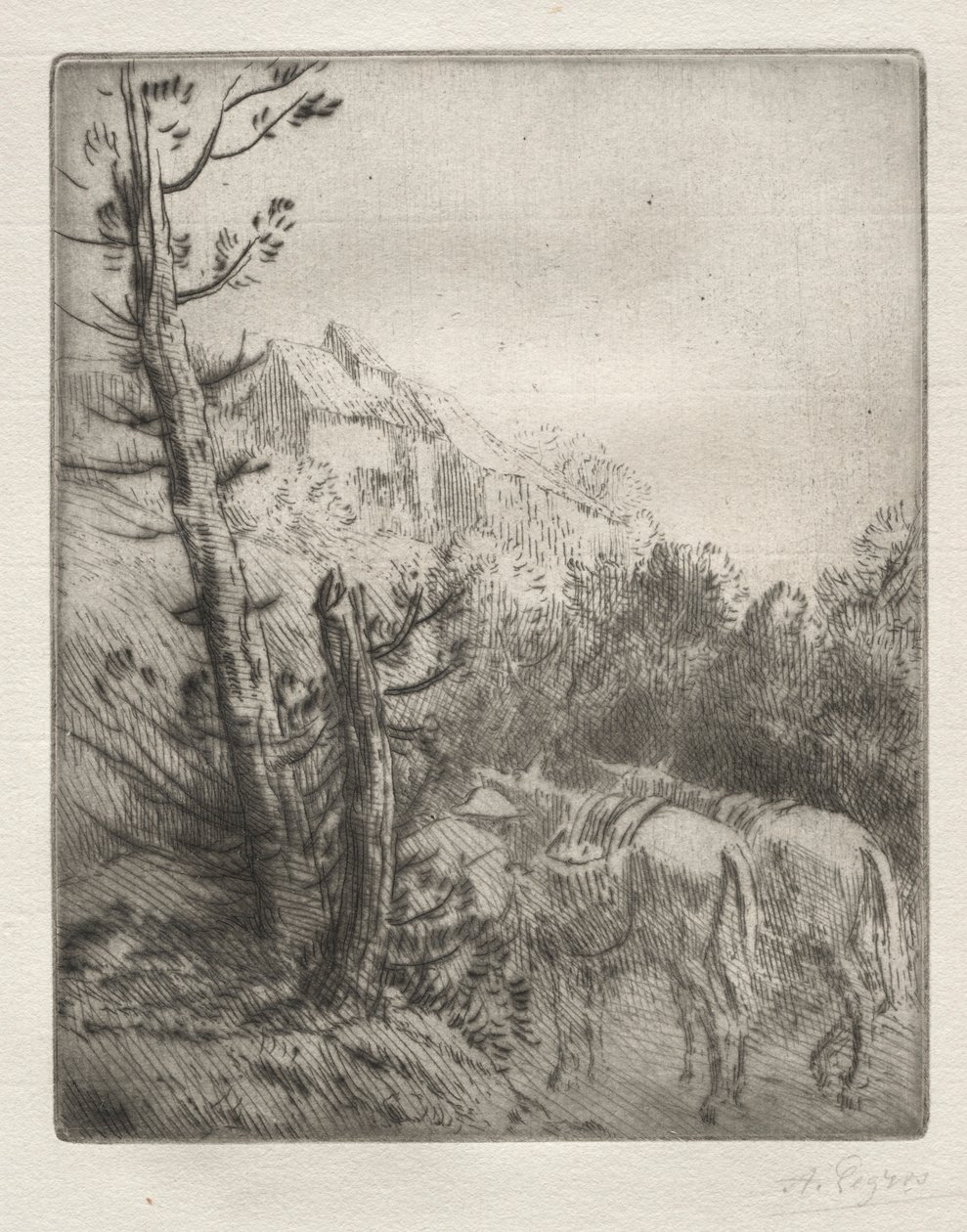 Gården på bakken. av Alphonse Legros